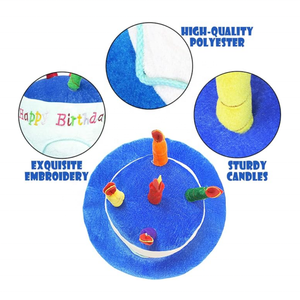 <span class=keywords><strong>Cappello</strong></span> a Forma di Torta di <span class=keywords><strong>Compleanno</strong></span> in Peluche Blu, Taglia Unisex per Adulti, Accessorio Perfetto per Feste in Costume - Product Image 2