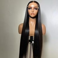Vente en gros de perruques en cheveux humains indiens naturels lisses 13X4 HD lace closure perruques frontales lace pre-plucked perruques de cheveux humains pour femmes noires