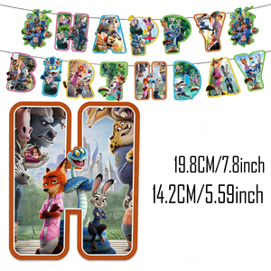 Set Decorazioni per Festa di Compleanno Zootopia 2, Città degli Animali Cartoon, Include Palloncini, Striscione, Decorazioni per Torta per Fan e Appassionati, Ragazze e Ragazzi - Product Image 6