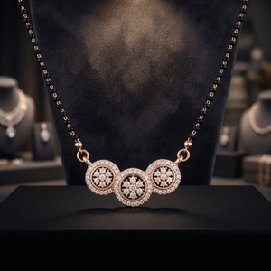 Mangalsutra pour femmes en alliage de zinc orné de zircon 176889, motif floral, bijoux de mariage - Product Image 3