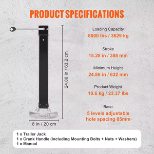 AMBITION Cric de remorque carré 8000 Lbs, cric de voiture pour camping-car, hauteur de levage 15,25 pouces, jambe de support réglable sur 5 niveaux pour le levage de camping-cars et de <span class=keywords><strong>chevaux</strong></span> - Product Image 6