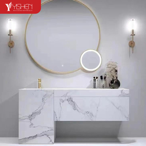 Thiết kế hiện đại treo tường thép không gỉ tủ phòng tắm với thông minh LED nhân đôi Sink thiêu kết đá Top chậu rửa đồ nội thất - Product Image 6