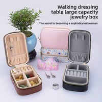 Boîte de rangement portable en cuir PU JIAYI pour bijoux, boucles d'oreilles, clous d'oreilles, accessoires pour les mains, bagues - Petit modèle de boîte exquise et mini