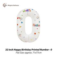 Ballon en feuille d'aluminium blanc de 32 pouces avec inscription Joyeux Anniversaire, grand ballon en Mylar à chiffres pour la décoration de fête d'anniversaire d'enfants
