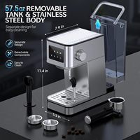 Nouvelle arrivée, machine à expresso électrique semi-automatique 2 en 1 haute pression 19 bars, usage commercial et hôtelier, machine à café, mousseur à lait