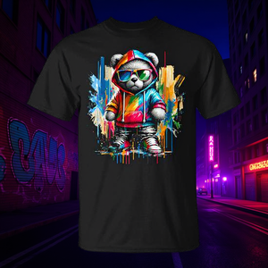 T-shirt coloré avec motif ours en peluche, Cool Bears, Hip Hop, Streetwear - Product Image 3