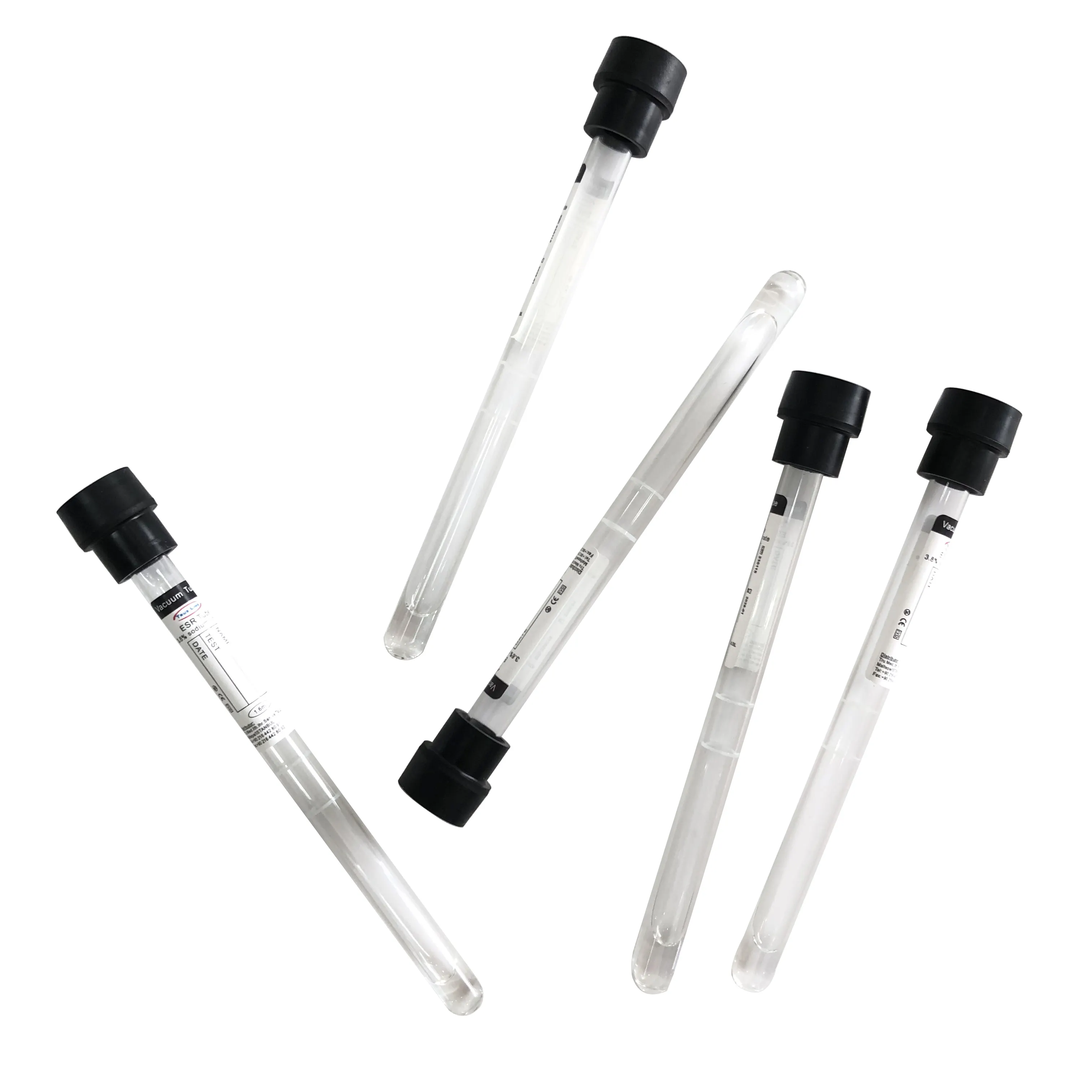Professional Supplier 1.28ml Disposable Black Top Medical Sterile Esr Vacuum Blood Test Collection Tube