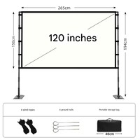 Écran de projection de 84, 100 et 120 pouces avec support, anti-lumière, pliable, plaque en fer, double support, écran de projection pour cinéma en plein air