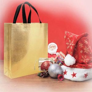 Wholesale Waterproof Polyester Grocery Shopping Tote Bag Customized Non Woven Gold Bag Reusable Metallic Laminated PP <b>Folding</b> - Product Image 3