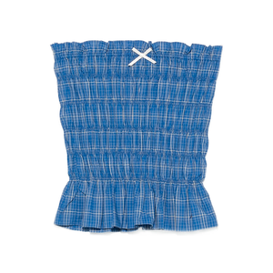 Top Corto sin Tirantes a Cuadros para Mujer, Verano 2026, con Volantes y Bajo Fruncido, Blusa Bandeau Casual para la Playa o Salir de Noche - Product Image 1