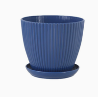 Pot de fleurs d'intérieur en résine avec plateau, durable, écologique, économique, rond, pour la culture d'herbes et de cactus, utilisation à la maison et au jardin
