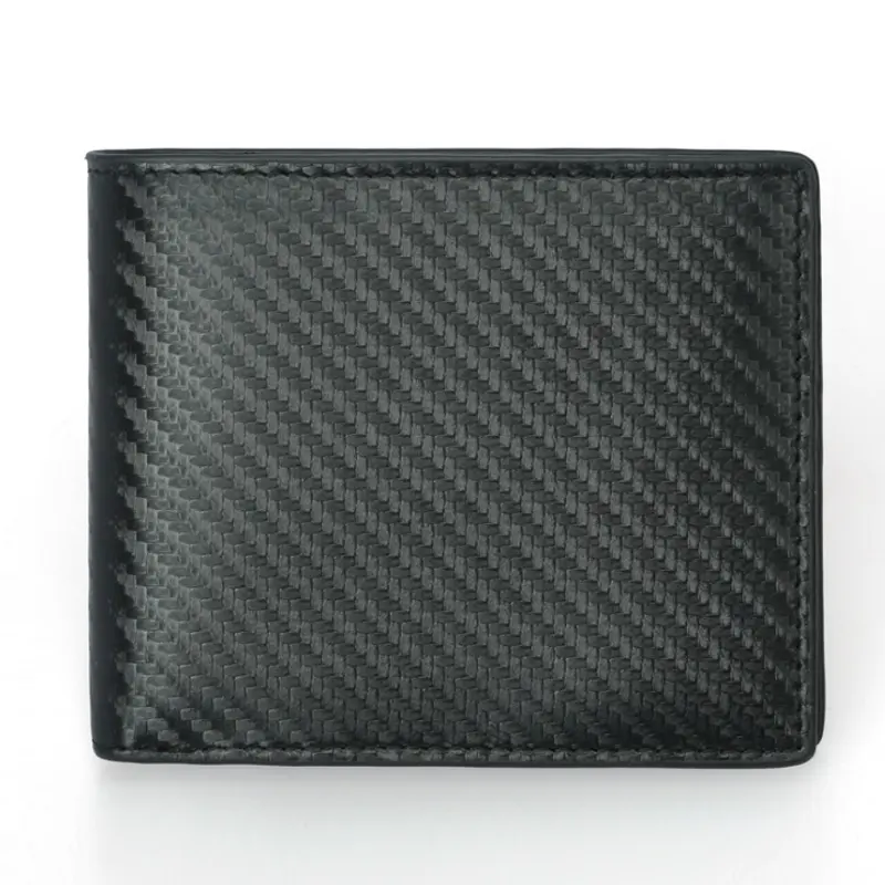 Custom wholesale carbon fiber RFID Blocking Credit Card Holder wallet men genuine leather wallet