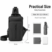 Mini Sac Messager de Bonne Qualité Léger pour Hommes, Sac Poitrine Bandoulière Étanche pour Sport