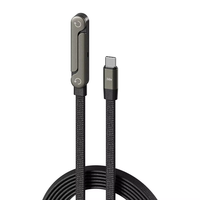 Kabel Data Lipat 240W Pengisian Cepat, Jalinan Nilon, Putaran 90 Derajat, Rotasi 360 Derajat, Antarmuka Dual Type-C untuk iPhone