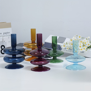 Vintage Kreativer Kerzenständer aus Hochwertigem Borosilikatglas, Schlicht Modern Unregelmäßig für Wohnzimmer und Esstisch - Product Image 4