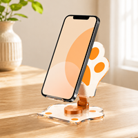 Support de téléphone en acrylique transparent en forme de patte de chat, support pliable pour tablette, rotation à 360 degrés, support en acrylique pour une placement sécurisé de l'appareil