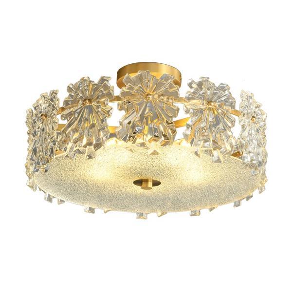 Light Luxury French Warm Bedroom Ceiling Light, Simple Crystal Room Lamp, Post-Modern Glass Dining Room Lighting.