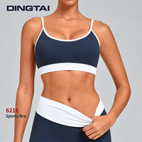 Soutien-gorge de sport dos nu color block pour femme, maintien élevé, sans armatures, bonnet complet avec coussinets amovibles pour la randonnée, le cyclisme et le tennis