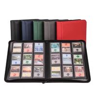 Album de collection de cartes de visite et de cartes de jeu en PU à 9 pochettes avec blocage RFID, sac de rangement anti-poussière à fermeture éclair pour cartes de football/tennis