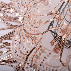 قماش دانتيل مطرز بتصميم أنيق ولامع وقابل للتنفس لفساتين الزفاف، متوفر بالجملة من المصنع - Product Image 4