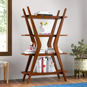 Wholesale Custom Bookshelf Wooden Living Room Bookcase Modern Library Book Shelf