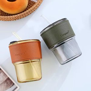 Venta al por mayor logotipo personalizado taza <span class=keywords><strong>tumblr</strong></span> de cristal té de <span class=keywords><strong>burbujas</strong></span> resistente al calor yogur café taza de leche con pajita sin mango - Product Image 6