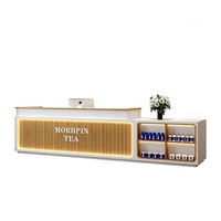 Comptoir d'accueil sur mesure avec bordure simple pour salon de thé, bar, salon de beauté et magasin de vêtements