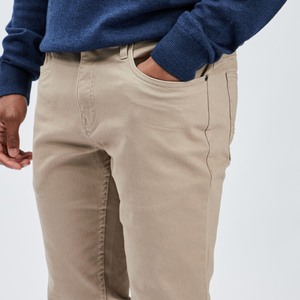 Custom Casual Men Straight Leg Canvas <b>Trousers</b> Bulk Wholesale Private Label Cotton Blend Flat <b>Side</b> Pockets Elastic Waist <b>Zip</b> - Product Image 4