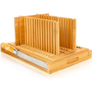 Bamboo Bread Slicer With <b>Storage</b> <b>Tray</b> For Kitchen <b>Baking</b> Toast Dessert Making Convenient Multi Layer Partition Box - Product Image 1