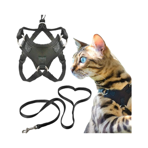 Satu Set tali dan kekang anjing anti pelarian ramah lingkungan dari nilon Solid dan Harness anjing kecil untuk berjalan - Product Image 1