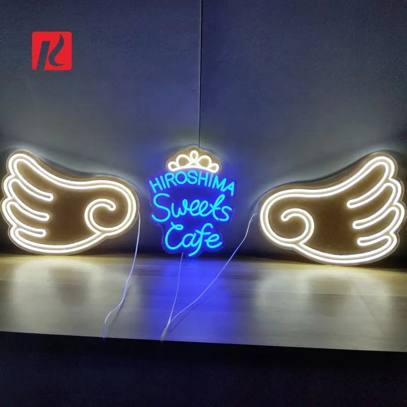 Kexian Custom Angel Wings Leucht reklame LED Leucht reklame Licht Wand Logo Board Dekor für Shop Store