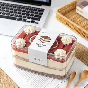 Vente en gros de contenants carrés transparents pour tiramisu, boîte d'emballage pour pâtisserie en plastique PS transparent avec couvercle - Product Image 4
