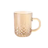8oz Amber milk glass mug cup ion plating glass tea coffee mug with handle