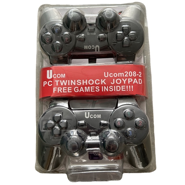 Direct Sale From Manufacturer-USB208 Black PC Computer Game Controller with Dual Shock Single Shock Feature Vibrating Vibration