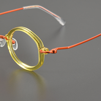 Lunettes de vue unisexes Lentnoon, montures en acétate faites à la main, imprimé géométrique rouge, monture complète, lunettes de lecture durables pour adultes, usage quotidien