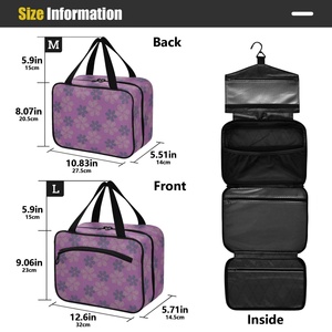 Bolsa de Aseo Portátil Impermeable para Viaje, Neceser de Gran Capacidad de Poliéster Personalizado para Mujer con Gancho - Product Image 3