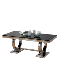 Ensemble de tables basses de salon avec base en acier inoxydable, table centrale de luxe en marbre, tables à thé rectangulaires modernes pour bureau