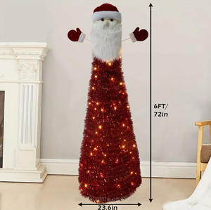 Nouvelle conception, sapin de Noël pop-up en PVC rouge de 6 pieds, écologique, de haute qualité, décoration de vacances artificielle d'intérieur, montage facile, maison - Product Image 2