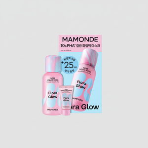 Conjunto de mascarilla facial líquida Mamonde Flora Glow Rose, mascarilla corporal de alta calidad con 25ml, crema suavizante de rosas, 80ml - Product Image 2