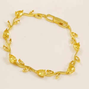 Bracelet en Zircon Coloré en Forme <span class=keywords><strong>de</strong></span> Tulipe et <span class=keywords><strong>de</strong></span> Feuille pour Femme, Incrusté <span class=keywords><strong>de</strong></span> Cuivre, Bijou <span class=keywords><strong>de</strong></span> Luxe Superposé, Bijou <span class=keywords><strong>de</strong></span> Corps Tendance, Vente en Gros - Product Image 3