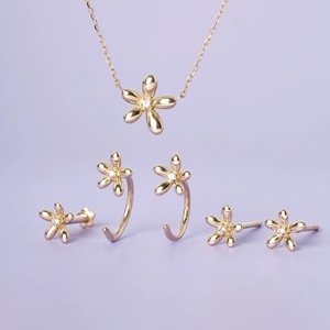 CHICNNA Boucles <span class=keywords><strong>d</strong></span>'oreilles clous en or 14 carats Floraison Halo, Nouveaux bijoux fantaisie personnalisés, Boucles <span class=keywords><strong>d</strong></span>'oreilles fleurs en gros, inaltérables - Product Image 3