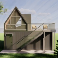Villa Prefabricada de Acero de Alta Calidad de 2 Pisos con Campana Europea, Personalizable, Aislada, Resistente al Viento, con Techo Triangular Tipo Sándwich Impermeable