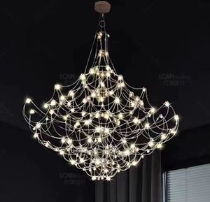 Lustre en cristal toile d'araignée-LED et gouttelettes délicates pour l'éclairage de déclaration de foyer de luxe - Product Image 3