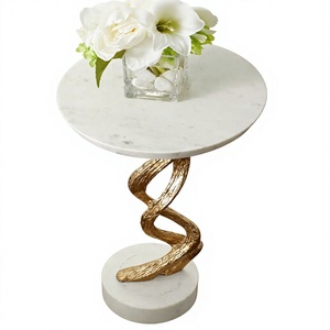 Contemporary <b>Marble</b> Top Console <b>Table</b> With Gold Metal Base Pedestal Design Living Room Furniture Modern Style Handmade - Product Image 1