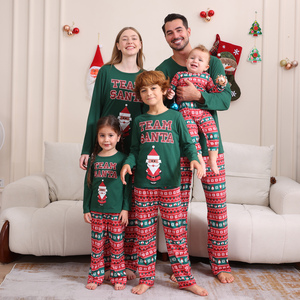 Factory Designer Custom Ladies Mulheres Homem Combinando Árvore de Natal Verde Imprimir Pijamas Pijama Pijama Pijama Pijama Pijamas Conjunto para a Família - Product Image 6