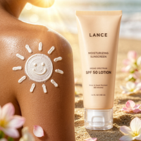 Crème solaire hydratante à label privé, résistante à l'eau et à la transpiration, SPF 50, large spectre, hydratante, pour la plage et les voyages
