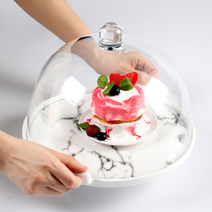 Couvercle de gâteau en acrylique transparent PC en plastique Plateau de dessert et de collation de fruits pour essayer de manger Pendule Shop Affichage de dégustation Supermarché Magasins - Product Image 1
