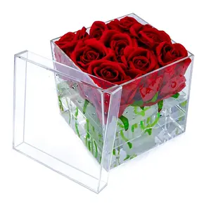 Caixa de acrílico para rosas flor caixa de embalagem