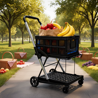Chariot de plage pliable en métal à quatre roues avec plateforme pour le shopping, le rangement et les outils OEM 2026