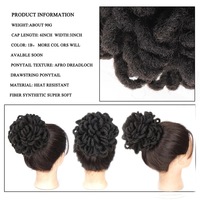 Dreadlocks Petal Bun, Chignon con coulisse, Afro Puff, Coda di cavallo, Estensione di capelli in fibra da donna, corta, voluminosa, intrecciata, a spirale, effetto gusciacca